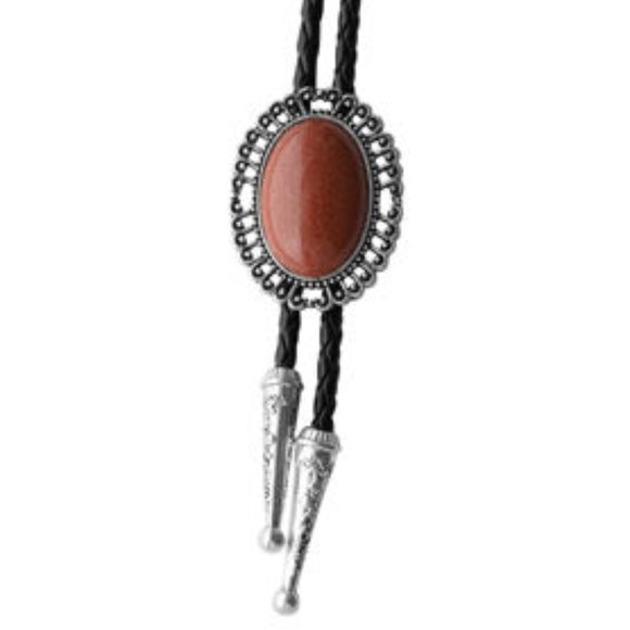 Large Red Agate Sparkled Gemstone Adjustable Lariat Western Bolo Unisex NWT - Picture 2 of 4